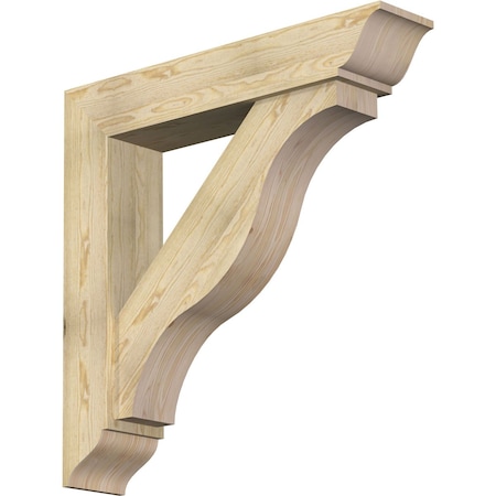 Ekena Millwork Funston Traditional Rough Sawn Bracket w/ Offset Brace, Douglas Fir, 8"W x 40"D x 40"H BKT0806X40X40FST01RDF